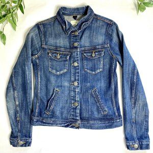 J. Crew Factory Blue Denim Distressed Jean Jacket - Women's XS